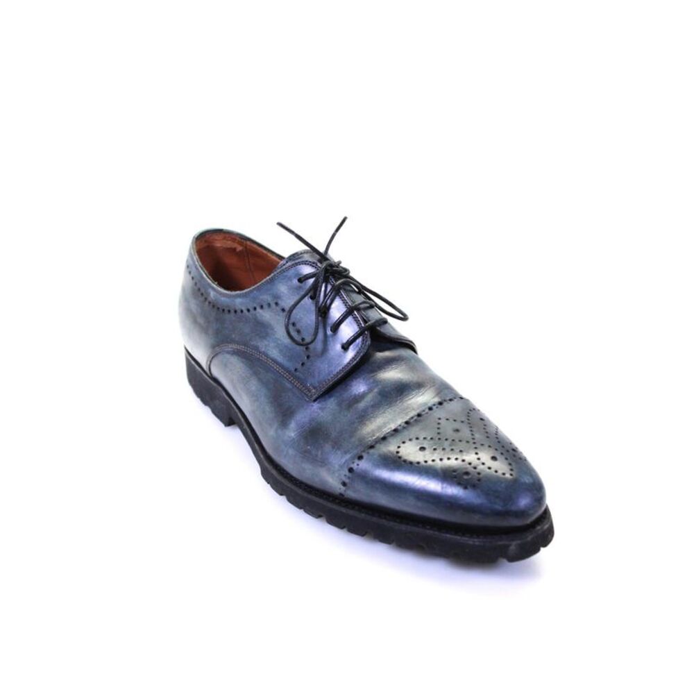 Bontoni Mens Black Leather Brogue Lace Up Oxford Shoes Size 43.5